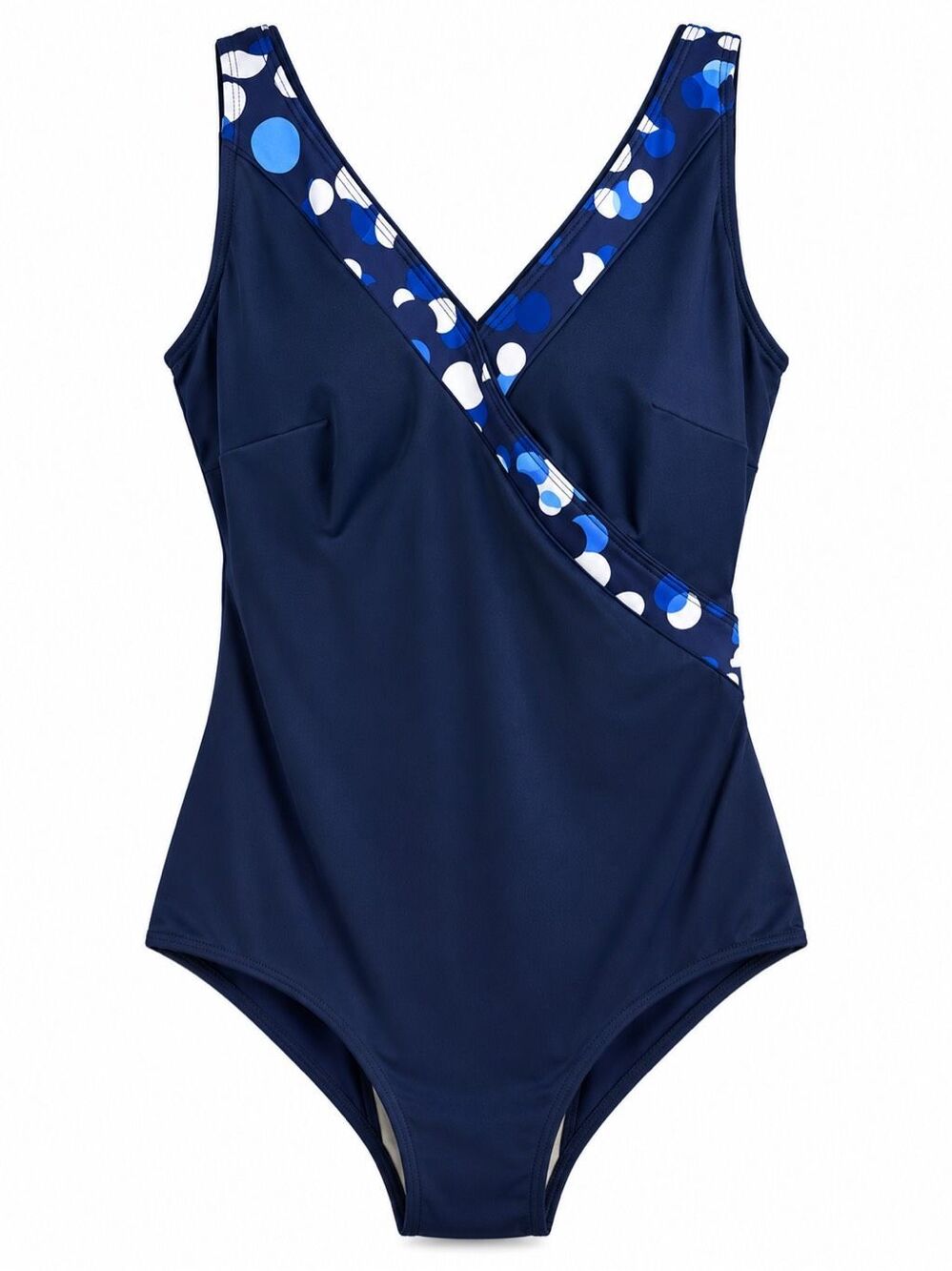 Roxanne Navy One Piece Swimsuit 18 42D Wrap Front Tummy Control